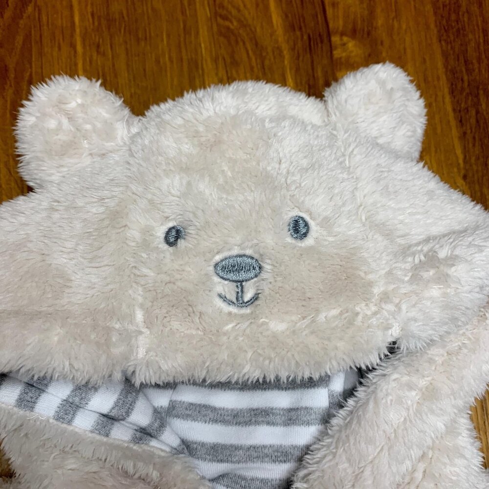 JOJO MAMAN BEBE Mocha Bear Snowsuit 0-3 months Baby Infant Bunting Fleece Romper - Picture 3 of 12